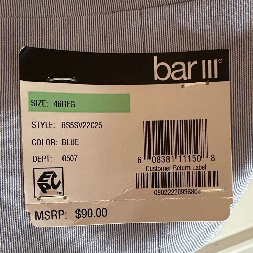 Bar III Light Blue Dress Vest Men’s 46R NWT Formal Suit Vest Waistcoat